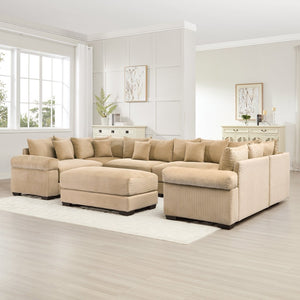 English Elm Oversized Modular Sectional Couch - Cloud-Like Comfort, Soft Camel Corduroy, Ergonomic Design & Ottoman W714S01317-GIGA