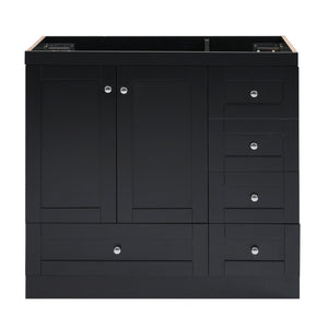 English Elm [Cabinet Only] 36" Black Bathroom Vanity - Shaker MDF Vanity with 4 Drawers, 2 Soft-Close Doors, Spacious Storage N729P176784B