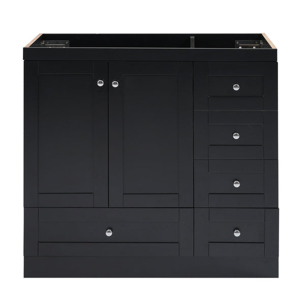 English Elm [Cabinet Only] 36" Black Bathroom Vanity - Shaker MDF Vanity with 4 Drawers, 2 Soft-Close Doors, Spacious Storage N729P176784B