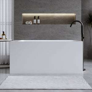 English Elm 51'' Resin Stone Freestanding Soaking Tub Matte White Spa Bath with Overflow Drain W2753P294506