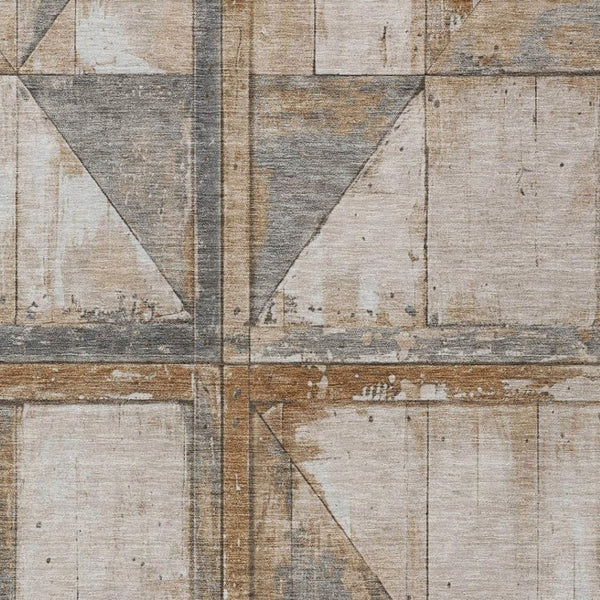 HomeRoots 5' Copper and Gray Geometric Area Rug - Stylish, Washable, Durable for Indoor and Outdoor Spaces 5' X 8' 623606
