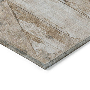 HomeRoots 5' Copper and Gray Geometric Area Rug - Stylish, Washable, Durable for Indoor and Outdoor Spaces 8' Round 623607