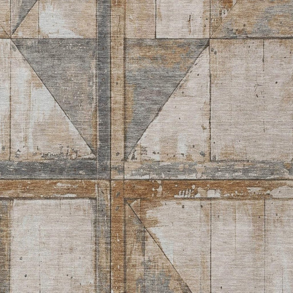 HomeRoots 5' Copper and Gray Geometric Area Rug - Stylish, Washable, Durable for Indoor and Outdoor Spaces 8' X 10' 623608