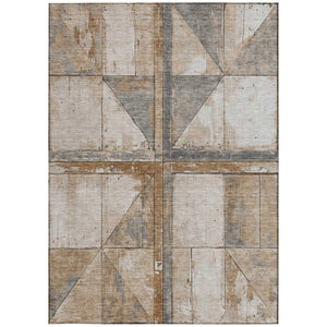 HomeRoots 5' Copper and Gray Geometric Area Rug - Stylish, Washable, Durable for Indoor and Outdoor Spaces 9' X 12' 623609