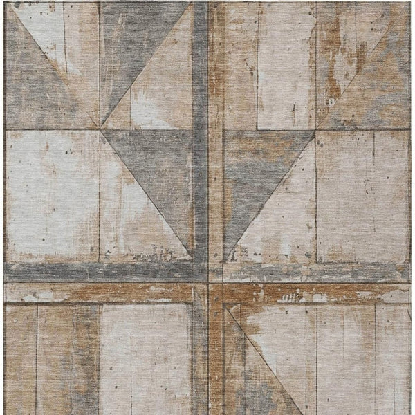 HomeRoots 5' Copper and Gray Geometric Area Rug - Stylish, Washable, Durable for Indoor and Outdoor Spaces 9' X 12' 623609