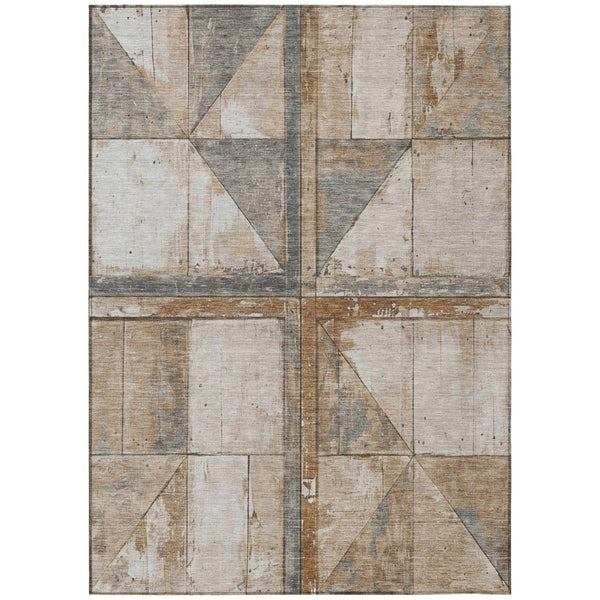 HomeRoots 5' Copper and Gray Geometric Area Rug - Stylish, Washable, Durable for Indoor and Outdoor Spaces 9' X 12' 623609