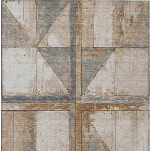 HomeRoots 5' Copper and Gray Geometric Area Rug - Stylish, Washable, Durable for Indoor and Outdoor Spaces 10' X 14' 623610