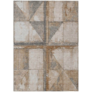 HomeRoots 5' Copper and Gray Geometric Area Rug - Stylish, Washable, Durable for Indoor and Outdoor Spaces 10' X 14' 623610