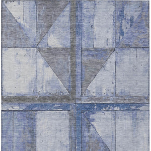 HomeRoots 5' Stylish Denim Blue and Gray Geometric Area Rug - Indoor/Outdoor, Washable, Durable Design 8' X 10' 623614