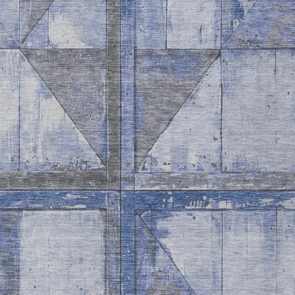 HomeRoots 5' Stylish Denim Blue and Gray Geometric Area Rug - Indoor/Outdoor, Washable, Durable Design 10' X 14' 623616