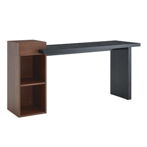 English Elm Modern Wood Grain Console Table with Two Tier Shelving for Entryway or Living Room Black,Walnut W3875S00031