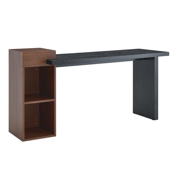 English Elm Modern Wood Grain Console Table with Two Tier Shelving for Entryway or Living Room Black,Walnut W3875S00031