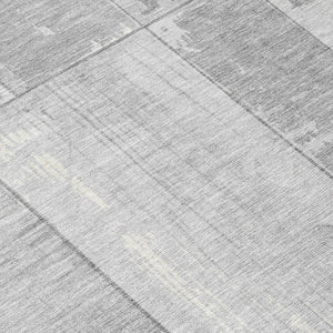 HomeRoots 8' Gray and Silver Round Geometric Rug – Washable, Durable Indoor/Outdoor Area Rug for Modern Spaces 623655