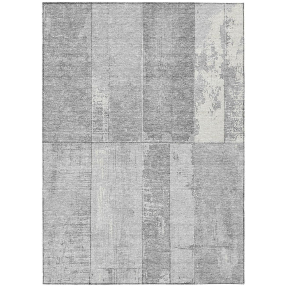 HomeRoots 10' X 14' Gray and Silver Geometric Indoor Outdoor Area Rug – Durable, Stylish, and Washable Design! 623658