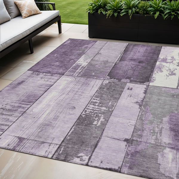 HomeRoots 5' X 8' Stylish Purple and Gray Geometric Area Rug - Durable, Washable for Indoor and Outdoor Spaces 623666