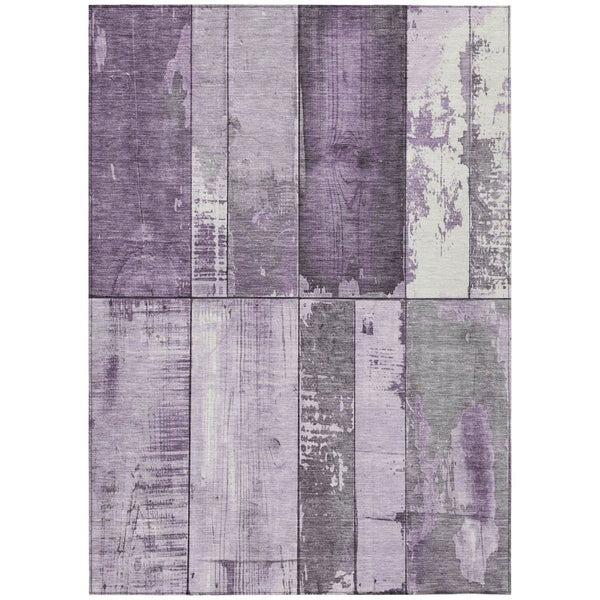 HomeRoots 5' X 8' Stylish Purple and Gray Geometric Area Rug - Durable, Washable for Indoor and Outdoor Spaces 623666