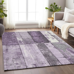 HomeRoots 5' X 8' Stylish Purple and Gray Geometric Area Rug - Durable, Washable for Indoor and Outdoor Spaces 623666