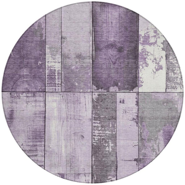 HomeRoots 8' Geometric Purple and Gray Washable Area Rug - Durable, Stylish, Indoor/Outdoor Use for Busy Homes 623667