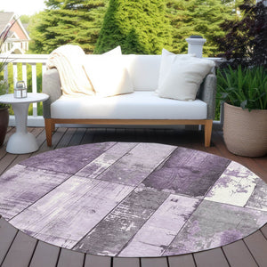 HomeRoots 8' Geometric Purple and Gray Washable Area Rug - Durable, Stylish, Indoor/Outdoor Use for Busy Homes 623667