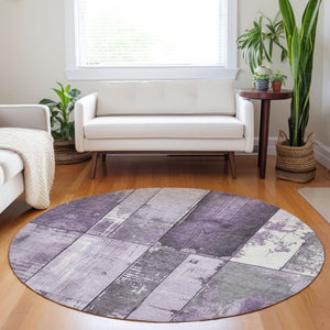 HomeRoots 8' Geometric Purple and Gray Washable Area Rug - Durable, Stylish, Indoor/Outdoor Use for Busy Homes 623667