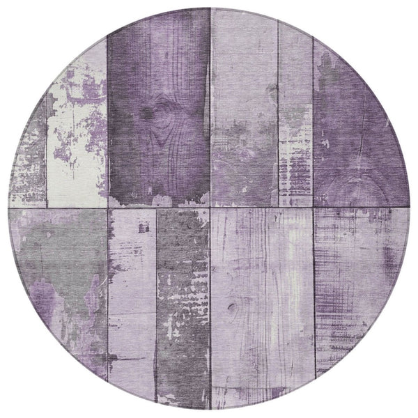 HomeRoots 8' Geometric Purple and Gray Washable Area Rug - Durable, Stylish, Indoor/Outdoor Use for Busy Homes 623667