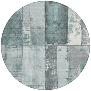 HomeRoots 8' Pale Aqua and Gray Geometric Indoor-Outdoor Area Rug - Stylish, Washable, Durable, and Versatile! 623673