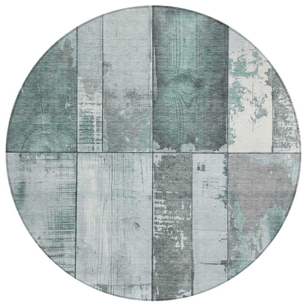 HomeRoots 8' Pale Aqua and Gray Geometric Indoor-Outdoor Area Rug - Stylish, Washable, Durable, and Versatile! 623673