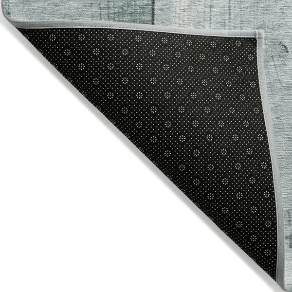 HomeRoots 8' Pale Aqua and Gray Geometric Indoor-Outdoor Area Rug - Stylish, Washable, Durable, and Versatile! 623673