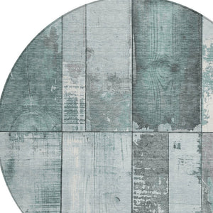 HomeRoots 8' Pale Aqua and Gray Geometric Indoor-Outdoor Area Rug - Stylish, Washable, Durable, and Versatile! 623673