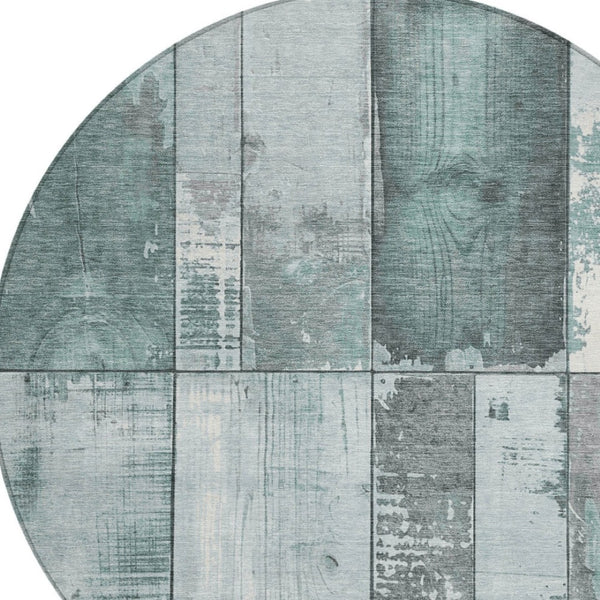 HomeRoots 8' Pale Aqua and Gray Geometric Indoor-Outdoor Area Rug - Stylish, Washable, Durable, and Versatile! 623673