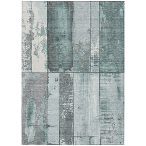 HomeRoots 8' X 10' Pale Aqua and Gray Geometric Area Rug - Modern, Washable, Indoor/Outdoor, Stain-Resistant Design 623674