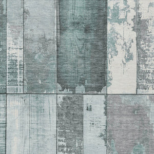 HomeRoots 8' X 10' Pale Aqua and Gray Geometric Area Rug - Modern, Washable, Indoor/Outdoor, Stain-Resistant Design 623674