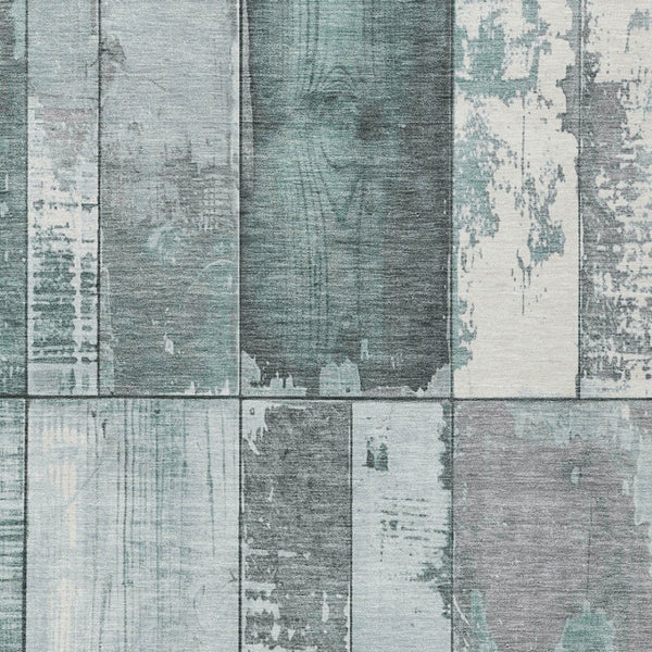 HomeRoots 8' X 10' Pale Aqua and Gray Geometric Area Rug - Modern, Washable, Indoor/Outdoor, Stain-Resistant Design 623674