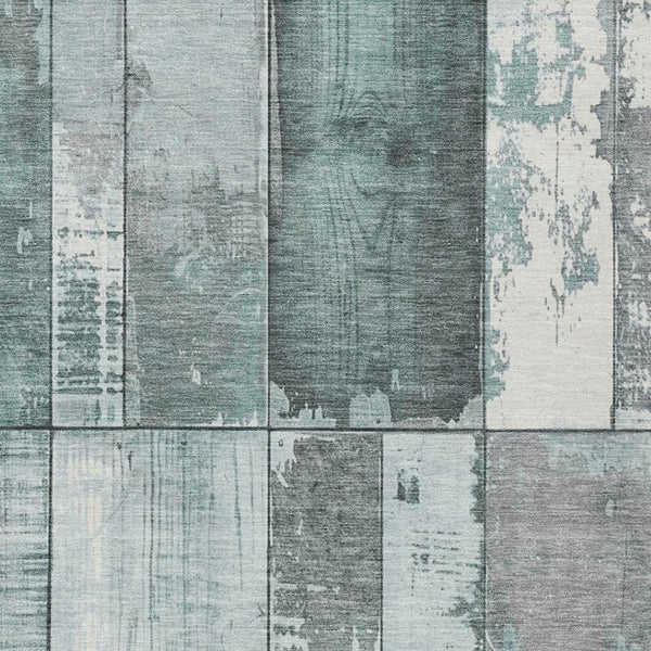 HomeRoots 9' X 12' Contemporary Pale Aqua & Gray Geometric Area Rug – Durable, Washable for Indoor/Outdoor Use 623675