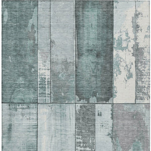 HomeRoots 9' X 12' Contemporary Pale Aqua & Gray Geometric Area Rug – Durable, Washable for Indoor/Outdoor Use 623675