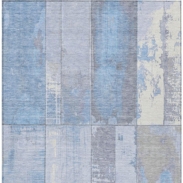HomeRoots 9' Sky Blue and Gray Geometric Area Rug – Washable, Durable, Indoor-Outdoor Design for Modern Homes 623681