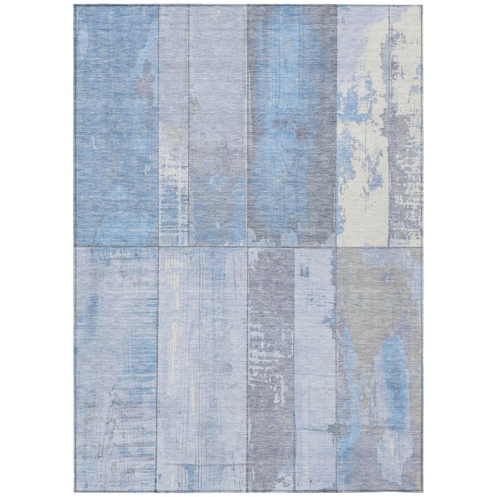 HomeRoots 9' Sky Blue and Gray Geometric Area Rug – Washable, Durable, Indoor-Outdoor Design for Modern Homes 623681