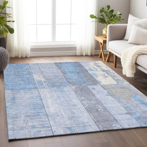 HomeRoots 9' Sky Blue and Gray Geometric Area Rug – Washable, Durable, Indoor-Outdoor Design for Modern Homes 623681