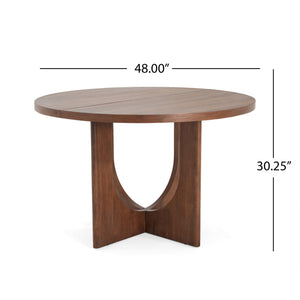 English Elm Christopher Knight Home® - 48" Round Dining Table - Classic Farmhouse Charm, Seats 4, Solid Wood & Mdf, Easy Care, Warm Walnut Finish N771P240935T