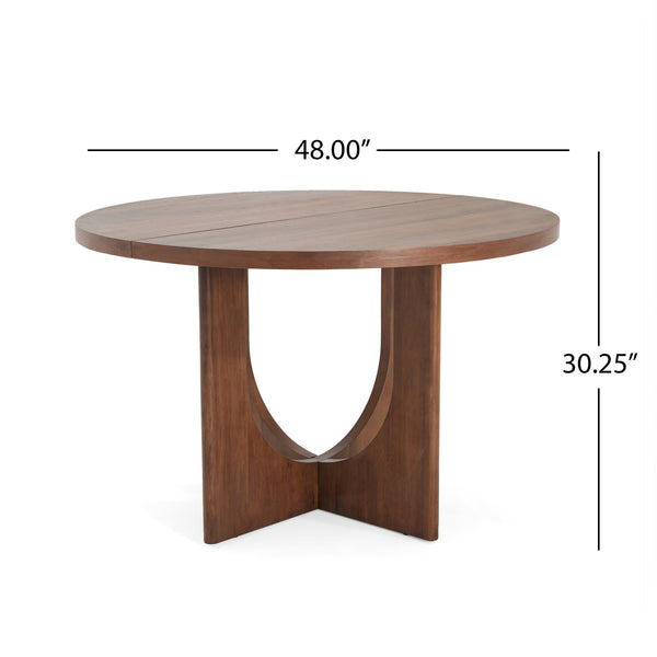 English Elm Christopher Knight Home® - 48" Round Dining Table - Classic Farmhouse Charm, Seats 4, Solid Wood & Mdf, Easy Care, Warm Walnut Finish N771P240935T