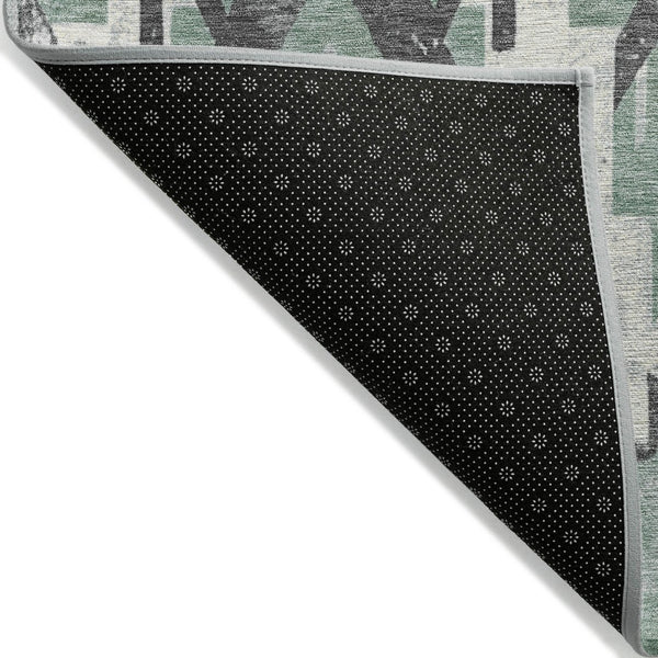 HomeRoots 5' Stylish Pale Aqua and Gray Aztec Washable Area Rug - Durable, Versatile Indoor & Outdoor Decor 623714