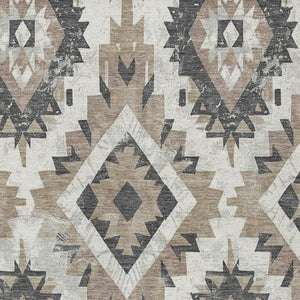 HomeRoots 8' X 10' Taupe and Gray Aztec Washable Rug - Durable Indoor/Outdoor Style for High-Traffic Areas 623728