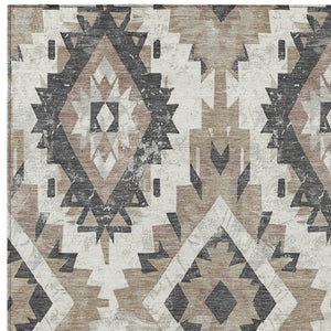 HomeRoots 10' Taupe and Gray Aztec Washable Area Rug - Stylish Indoor/Outdoor Design for High-Traffic Spaces 623730