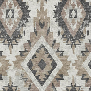 HomeRoots 10' Taupe and Gray Aztec Washable Area Rug - Stylish Indoor/Outdoor Design for High-Traffic Spaces 623730