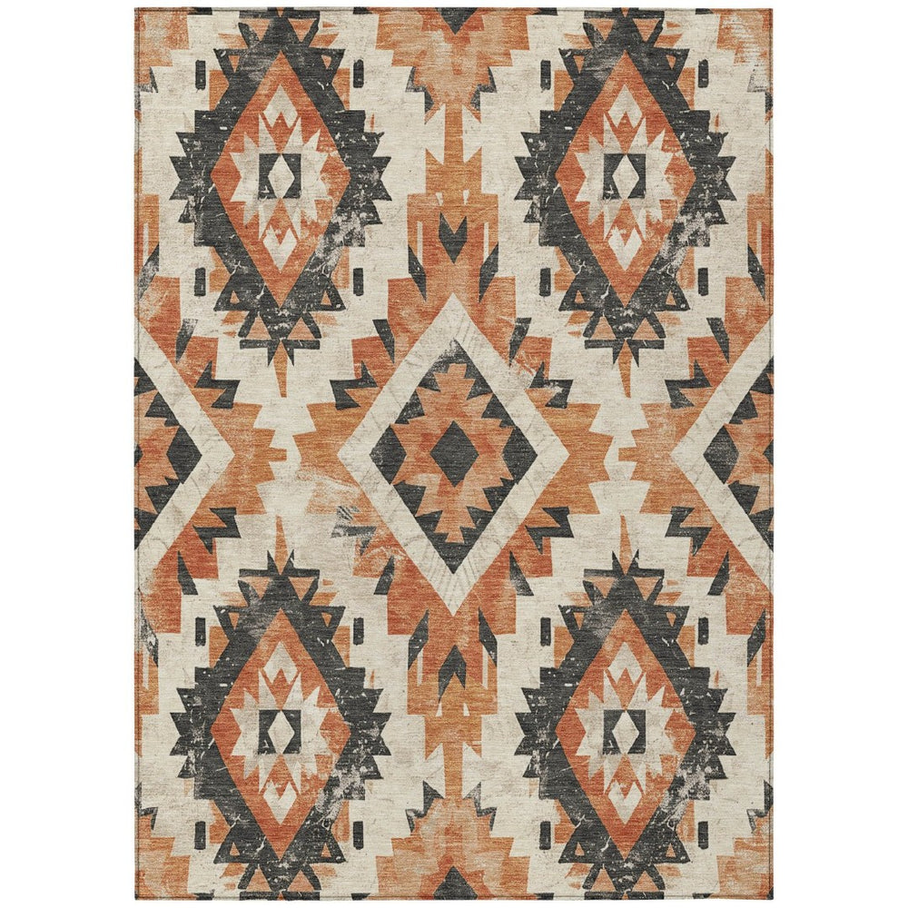HomeRoots 9' X 12' Stylish Terra Cotta and Gray Aztec Washable Area Rug - Perfect for Indoor & Outdoor Use! 623735