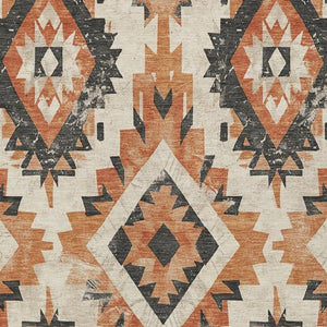 HomeRoots 10' Terra Cotta and Gray Aztec Washable Area Rug - Indoor/Outdoor Durable, Stylish, Easy-Care Design 623736