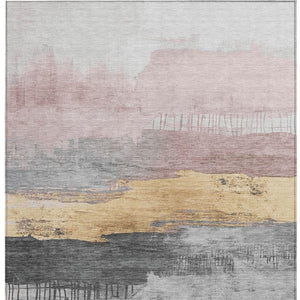 HomeRoots 5' X 8' Blush and Gold Abstract Washable Rug for Indoor/Outdoor - Stylish, Durable, Easy-Care Design! 623774