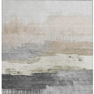 HomeRoots 5' X 8' Abstract Ivory and Beige Indoor/Outdoor Area Rug - Stylish, Durable, Machine Washable Design! 623780