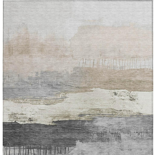 HomeRoots 5' X 8' Abstract Ivory and Beige Indoor/Outdoor Area Rug - Stylish, Durable, Machine Washable Design! 623780