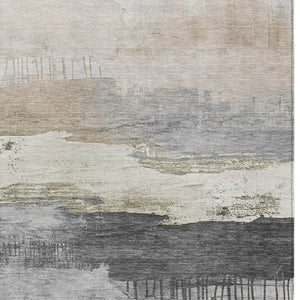HomeRoots 8' X 10' Ivory Beige Abstract Area Rug - Durable, Washable Design for Indoor & Outdoor Spaces 623782